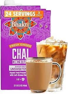 Bhakti Chai Tea Concentrate | Sugar-Free, Organic Fresh Ginger, Black Tea, Spiced, Dairy-Free, Vegan (Pack of 3)