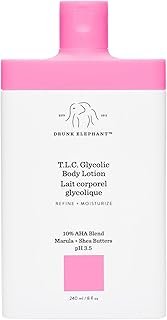 Drunk Elephant T.L.C. Glycolic Body Lotion - 240 ml/8 fl oz - Lightweight 10% Exfoliating AHA Lotion - Clean Clinical Skincare - Cruelty-Free - Free of Essential Oils, Silicones, and Fragrance