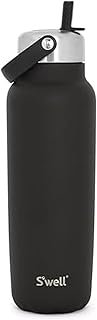 S'well Recycled Stainless Steel Explorer with Flip Straw Lid and Handle, 40oz, Onyx, Triple Layered Vacuum Insulated Containers Keeps Drinks Cold for 54 Hours and Hot for 12