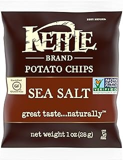 Kettle Brand Potato Chips, Sea Salt, Single-Serve 1 Ounce Bags (Pack of 72)