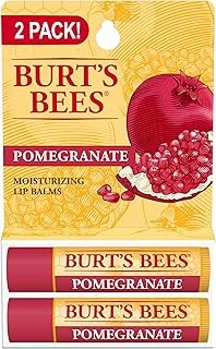 Burt's Bees Lip Balm - Pomegranate, Lip Moisturizer With Responsibly Sourced Beeswax, Tint-Free, Natural Origin Conditioning Treatment, 2 Tubes, 0.15 oz.