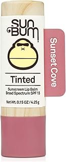 Sun Bum SPF 15 Tinted Lip Balm Sunset Cove - Hawaii Act 104 Compliant (Octinoxate & Oxybenzone) - Made Without Parabens - Broad Spectrum UVA/UVB Lip Protection - 0.15 oz Stick