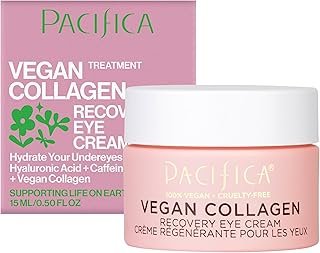 Pacifica Beauty, Vegan Collagen Overnight Recovery Eye & Face Cream, Hyaluronic Acid, Caffeine, Vitamin C & E, Hydrating & Moisturizing Skin Care for Aging and Dry Skin, 15ml - 0.5 fl oz
