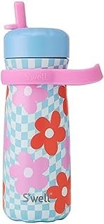 S'well Stainless Steel Kids Traveler with Flip Straw Lid, 16oz, Pink Petal, Triple Layered Vacuum Insulated Containers Keeps Drinks Cold for 24 Hours, BPA Free, Easy Carrying On the Go