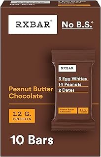 RXBAR Protein Bars, Protein Snack, Snack Bars, Peanut Butter Chocolate, 18.3oz Box (10 Bars)