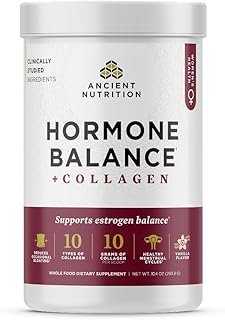Ancient Nutrition Hormone Balance + Collagen Powder Supplement, Hydrolyzed Collagen Peptides, Key Clinically Validated Ingredient to Support Balanced Hormones and Boost Energy, Vanilla, 25 Servings