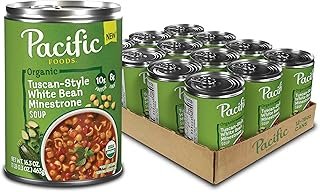 Pacific Foods Organic Tuscan-Style White Bean Minestrone Soup, 16.3 oz Can (12 Pack)