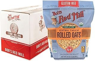 Bob's Red Mill Gluten Free Organic Extra Thick Rolled Oats, 32oz (Pack of 4) - Non GMO, Whole Grain, Vegan, Kosher