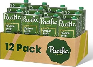 Pacific Foods Organic Unsalted Chicken Stock, 32 oz Carton (Pack of 12)