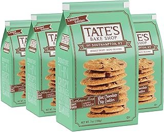 Tate's Bake Shop Mint Chocolate Chip Cookies, Limited Edition, 4 - 6.5 oz Bags