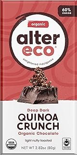 Alter Eco Chocolate Bars | Pure Dark Cocoa, Fair Trade, Organic, Non-GMO, Gluten Free (12-Pack Dark Quinoa Crunch)