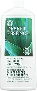 Desert Essence Tea Tree Oil Mouthwash, Spearmint, 16 fl oz - Alcohol Free, Sugar Free, Gluten Free, Vegan, Cruelty Free, Non-GMO - Aloe, Vitamin C & Spearmint Essential Oil - Healthy Teeth & Gums
