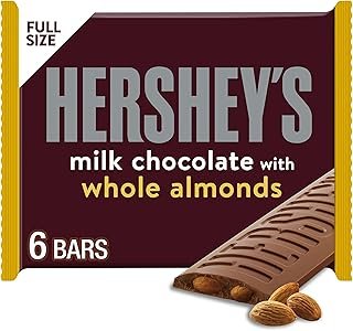 HERSHEY'S Milk Chocolate with Whole Almonds Candy Bars, 1.45 oz (6 Count)