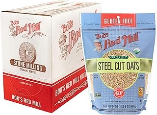 Bob's Red Mill Gluten Free Organic Steel Cut Oats, 24oz (Pack of 4) - Non GMO, Whole Grain, Vegan, Kosher
