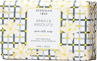 Beekman 1802 Goat Milk Body Soap Bar, Vanilla Absolute - Scented - 9 oz - Nourishes, Moisturizes & Hydrates - 100% Vegetable Soap with Lactic Acid - Good for Sensitive Skin - Cruelty Free