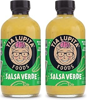 TIA LUPITA Salsa Verde Hot Sauce 8 Oz (Pack of 2) Flavorful Heat, Mild to Medium Spice - Gluten-Free, Non-GMO, Sugar Free, Low Sodium, Keto, No Carbs - Made with Tomatillos and Green Jalapenos