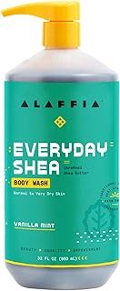 Alaffia EveryDay Shea Body Wash - Naturally Helps Moisturize and Cleanse without Stripping Natural Oils with Shea Butter, Neem, and Coconut Oil, Fair Trade Vanilla Mint, 32 Fl Oz
