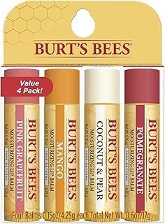 Burt's Bees 100% Natural Moisturizing Lip Balm, Superfruit - Pink Grapefruit, Mango, Coconut & Pear, Pomegranate - 4 Tubes