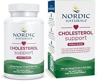 Nordic Naturals Cholesterol Support, Lemon - 60 Soft Gels - 975 Omega-3 + Red Yeast Rice & CoQ10 - Normal Cholesterol, Antioxidant Support - EPA & DHA - Non-GMO - 20 Servings