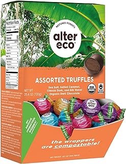 Alter Eco Dark Chocolate Truffles | Pure Dark Cocoa, Fair Trade, Organic, Non-GMO, Gluten Free | 60 Truffles (Medley)