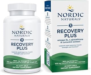 Nordic Naturals Recovery Plus, Unflavored - 45 Soft Gels - 1800 mg Omega-3 Fish Oil - 600 mg Longvida Optimized Curcumin - Cellular Health & Recovery - Post-Exercise Muscle Support - 15 Servings