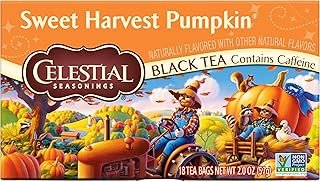 Celestial Seasonings Black Tea, Sweet Harvest Pumpkin, Contains Caffeine, 18 Count (Pack of 6)