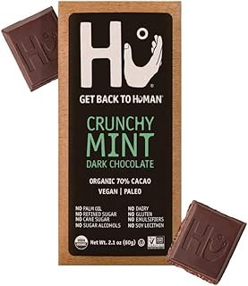 Hu Chocolate Bars | 8 Pack Crunchy Mint Chocolate | Natural Organic Vegan, Gluten Free, Paleo, Non GMO, Fair Trade Dark Chocolate | 2.1oz Each