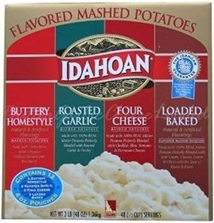 Idahoan Flavored Mashed Potatoes, Made with Gluten-Free 100-Percent Real Idaho Potatoes, Variety Pack of 12 Pouches (4 Servings Each)