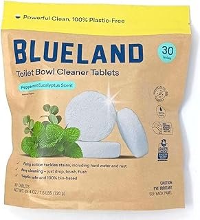 BLUELAND Toilet Bowl Cleaner Tablets. Peppermint Eucalyptus Scent. 30 Tablets.