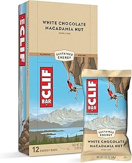 CLIF Bar Energy Bars - White Chocolate Macadamia Nut Flavor - Made with Organic Oats - Plant Based Food - Vegetarian - Kosher (2.4 Ounce Protein Bars, 12 Count) Packaging May Vary