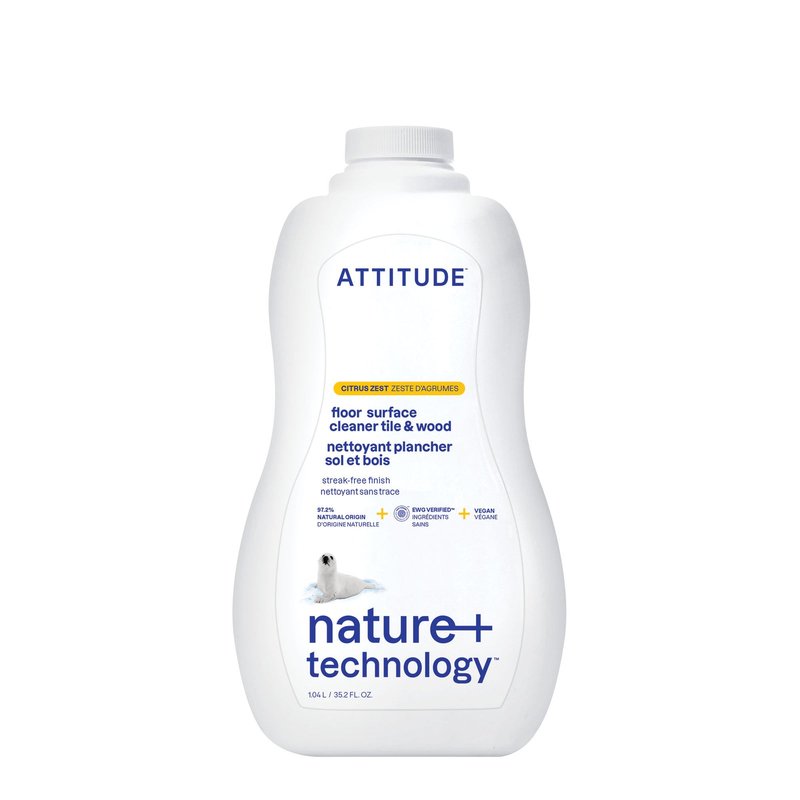 ATTITUDE Floor Cleaner – Tile & Wood - EWG VERIFIED, Plant-Based, Vegan & Cruelty-free (Eco-Refill Available)