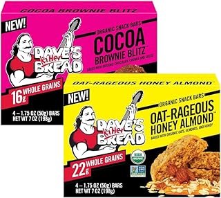Dave's Killer Bread Organic Snack Bars, Variety Pack (1 Cocoa Brownie Blitz, 1 Oat-Rageous Honey Almond) Pack of 2