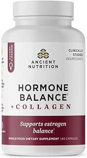 Ancient Nutrition Hormone Balance + Collagen Supplement, Hydrolyzed Collagen Peptides, Key Clinically Validated Ingredient to Support Balanced Hormones and Boost Energy, 60 Capsules