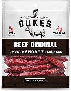 DUKE'S Beef Original Smoked Shorty Sausages, 7g Protein Per Serving, 4 oz.