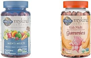 Garden of Life Organics Men's Gummy Vitamins Multi Berry, 120 Count & Organics Kids Gummy Vitamins - Fruit - Certified Organic