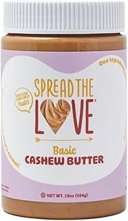 Spread The Love Basic Cashew Butter - All-Natural, Vegan, Gluten-Free, No Added Sugar, No Added Salt, Healthy Snack, Keto, No GMOs - 16 oz.