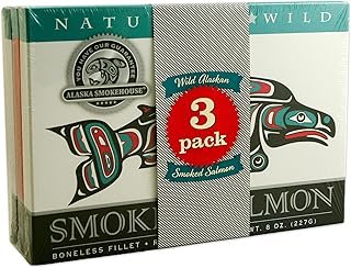 Alaska Smokehouse Jumbo Smoked Salmon (8 Oz), 3Count Variety Pack