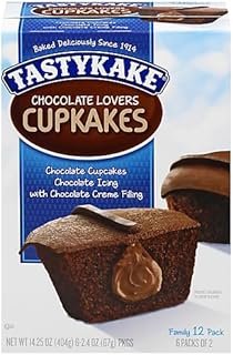 Tastykake Chocolate Lovers Cupkakes, Chocolate Cupcakes with Creme Filling - 2 Boxes