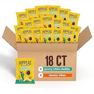 HIPPEAS Chickpea Puffs, Cheeze Variety Pack: Vegan White Cheddar, Nacho Vibes, 0.8 Ounce (Pack of 18), 3g Protein, 2g Fiber, Vegan, Gluten-Free, Crunchy, Plant Protein Snacks