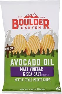 Boulder Canyon Authentic Foods Avocado Oil Canyon Cut? Kettle Cooked Potato Chips Malt Vinegar & Sea Salt - 5.25 oz - 2 pc