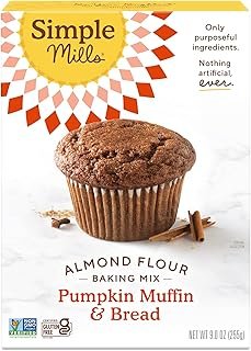 Simple Mills Almond Flour Baking Mix, Pumpkin Muffin & Bread Mix - Gluten Free, Plant Based, Paleo Friendly, 9 Ounce (Pack of 1)