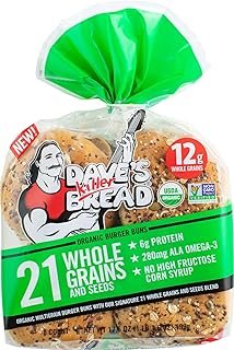 Dave's Killer Bread Organic Burger Buns, 21 Whole Grains & Seeds, 6g Protein, 12g Whole Grains,, 16Count (2)