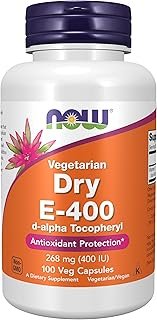 NOW Foods Supplements, Vitamin E-400 IU D-Alpha Tocopheryl, Dry, Antioxidant Protection*, 100 Veg Capsules