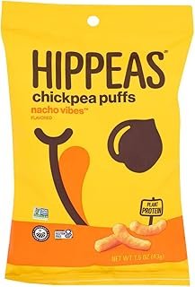 HIPPEAS Chickpea Puffs, Nacho Vibes, Plant Protein, Vegan Friendly, Kosher, Gluten Free & Non-GMO, 1.5 Ounce (Pack of 6)