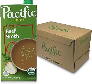 Pacific Foods Organic Beef Broth, 32 oz Carton (12 Pack)