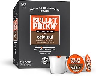 Bulletproof Original Medium-Roast Single-Serve Coffee Pods, 24 Count, 100% Arabica Beans, Clean Coffee Tested for Toxins, Packaging May Vary