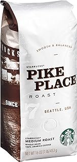 Starbucks Pike Place Whole Bean Coffee, 16 Oz, Pack of 6
