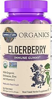 Garden of Life Organics Elderberry Gummies for Adults & Kids - Immune Support Supplement with Organic Fruit, Herbal Blend, Elderberry, Echinacea, Zinc, Vitamin C, 120 Vegan Gluten Free Gummies