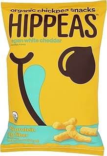 HIPPEAS Organic Chickpea Puffs, Vegan White Cheddar, 10 Ounce (Pack of 1), Family Size, 4g Protein, 3g Fiber, Vegan, Gluten-Free, Crunchy, Plant Protein Snacks