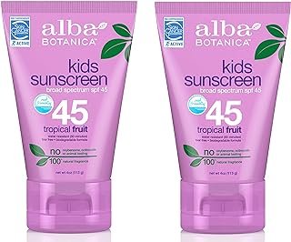 Alba Botanica Very Emollient, Kids Sunscreen SPF 45 4 oz (Pack of 2)